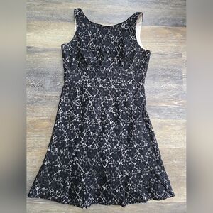 White House Black Market Black and Cream Lace Midi Dress